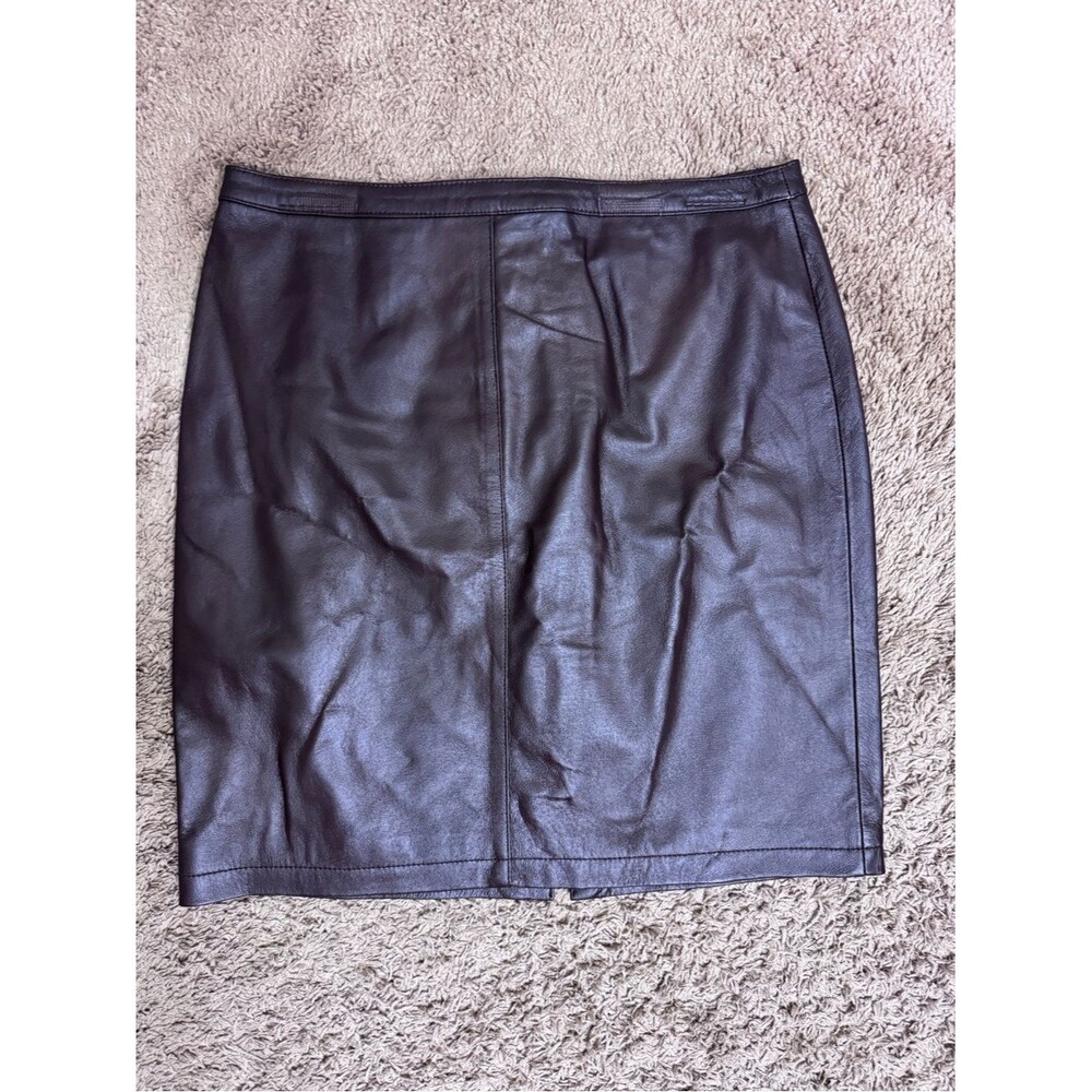 Women's Y2K 100% Leather Pencil Skirt Brown size 10 Minimalist Classic Retro 90s